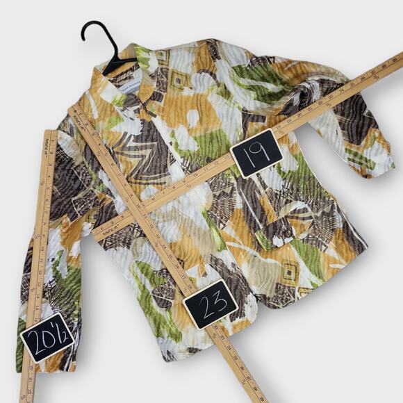 Alfred Dunner Jacket Womens Size 6 Petite Lightweight Abstract Zip Up 3/4 Sleeve - Picture 4 of 12